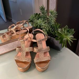 NWOT kate spade platform cork rose gold sandals